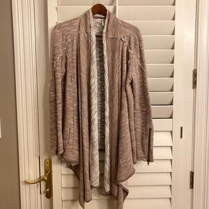Free People Sweater Cardigan Open Front Long Sleeve Size Small Taupe
